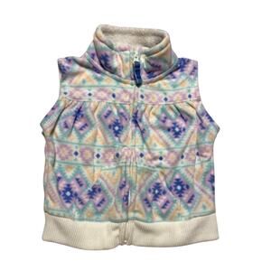 9 mth Girls Sherpa flannel vest zip front purple pink white Carter's Warm